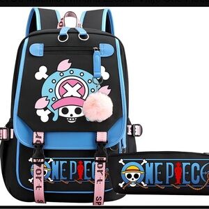 One Piece Primary School Travel Backpack Set with Black Pencil Case
